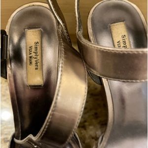 Vera Wang Silver wedge sandals in like new condition